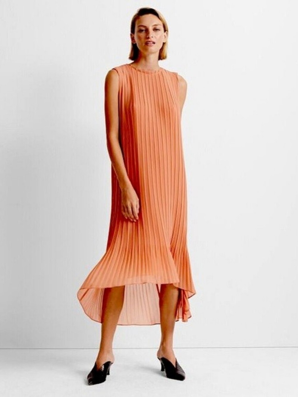 Club Monaco Coral Pleated High-Low Midi Dress SZ 6 New With Tags